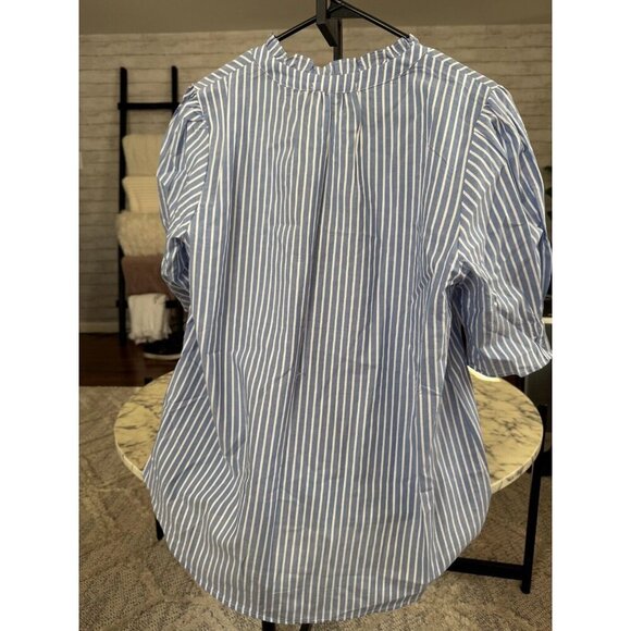 EUC- Only worn twice!Gibsonlook Dianthus Henley Puff Sleeve Striped Blouse - Picture 3 of 9